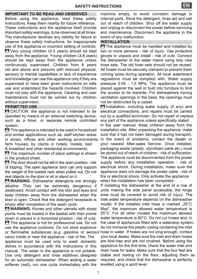 Page n°1 - Instructions de sécurité Whirlpool WFC 3C26 P X