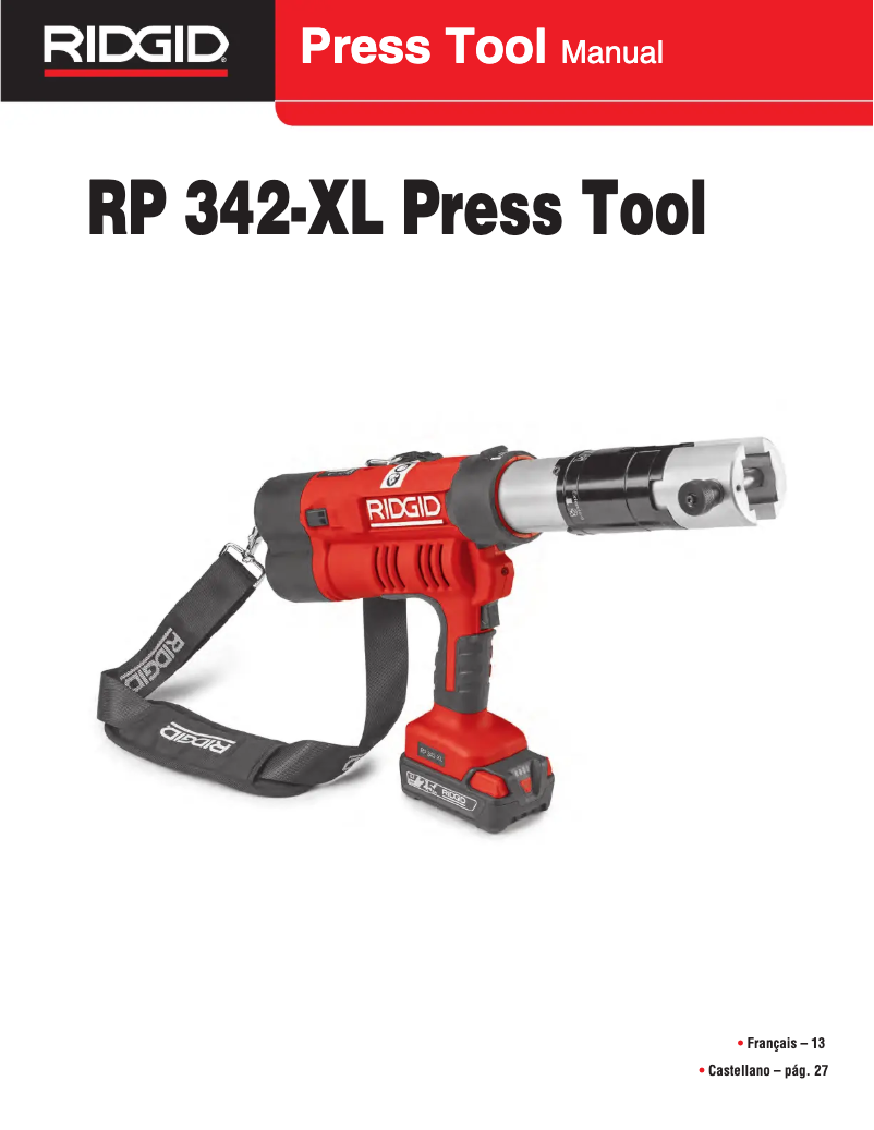 Page n°1 - Manuel utilisateur Ridgid RP 342-XL