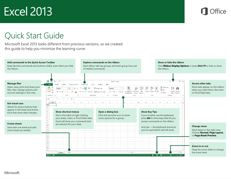 Page n°1 - Manuel utilisateur Microsoft Excel 2013