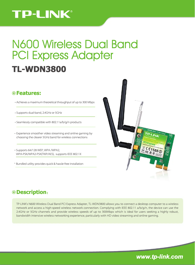 Image de la première page du manuel de l'appareil TL-WDN3800