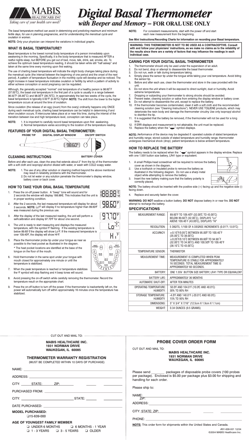 Image de la première page du manuel de l'appareil Digital Basal