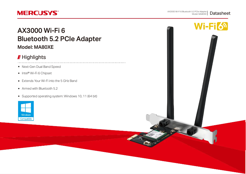 Page 1 de la notice Fiche technique Mercusys MA80XE