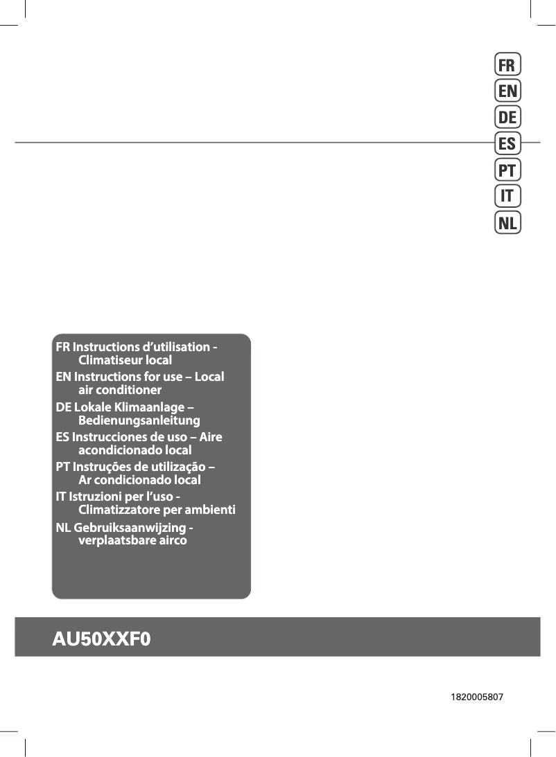 Page 1 de la notice Manuel utilisateur Rowenta Turbo Cool+ AU5020