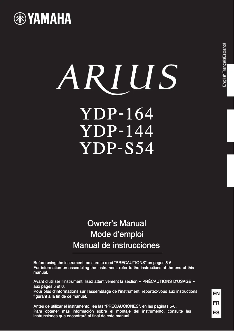 Image de la première page du manuel de l'appareil Arius YDP-144R
