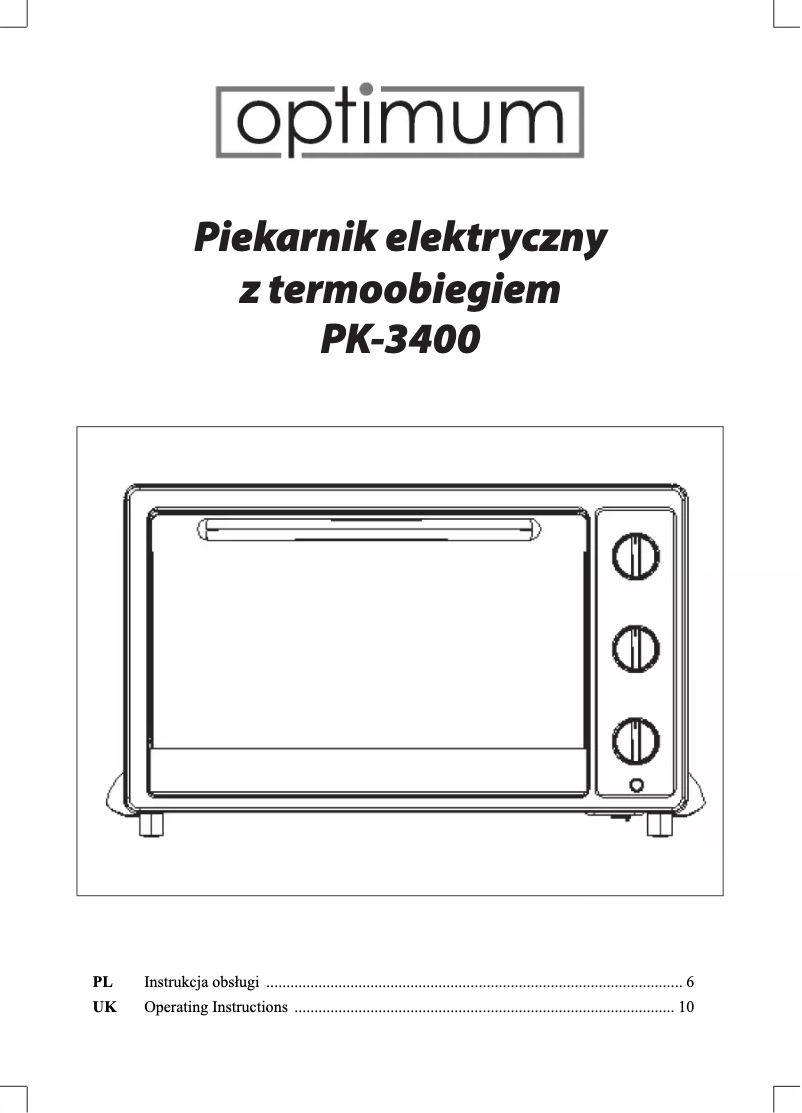 Page 1 de la notice Manuel utilisateur Optimum PK-3400