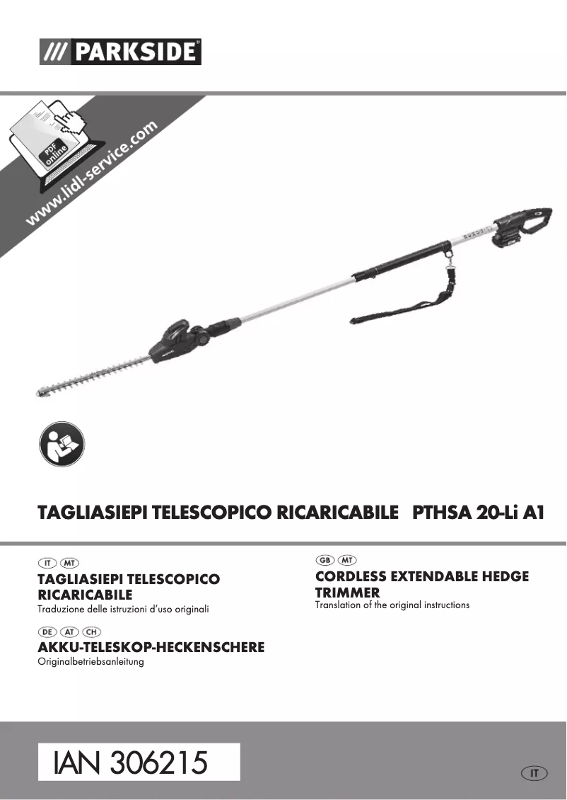 Image de la première page du manuel de l'appareil PTHSA 20-Li A1