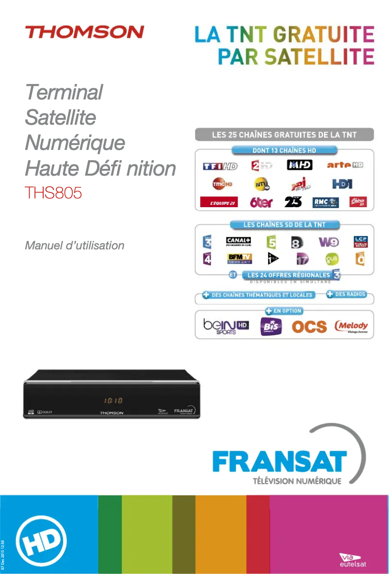 Page n°1 - Manuel utilisateur Thomson THS805