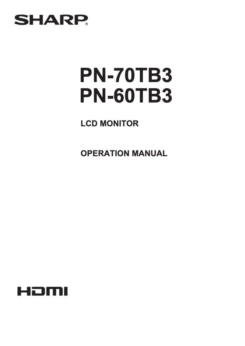 Page 1 de la notice Manuel utilisateur Sharp PN-60TB3
