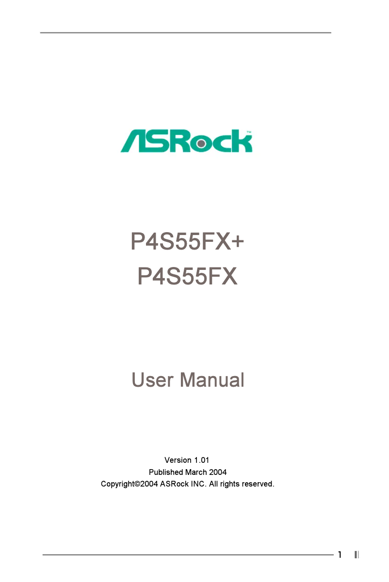 Page n°1 - Manuel utilisateur Asrock P4S55FX