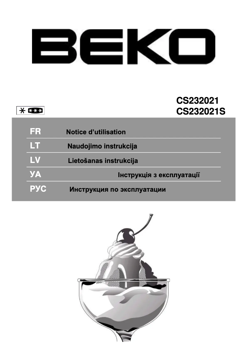 Page 1 de la notice Manuel utilisateur Beko CS232021S