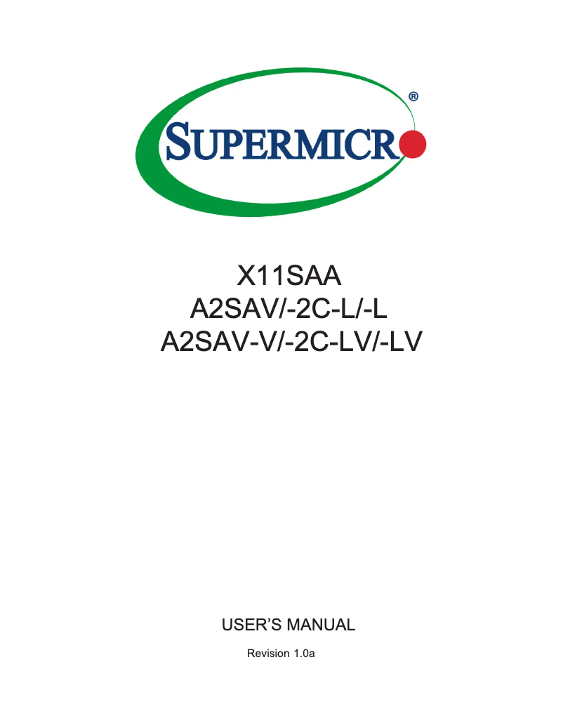 Page n°1 - Manuel utilisateur Supermicro X11SAA