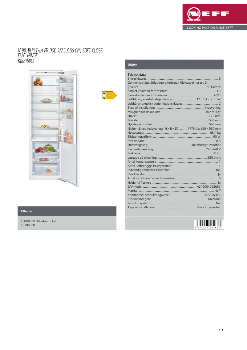 Page 1 de la notice Brochure Neff KI8816DE1