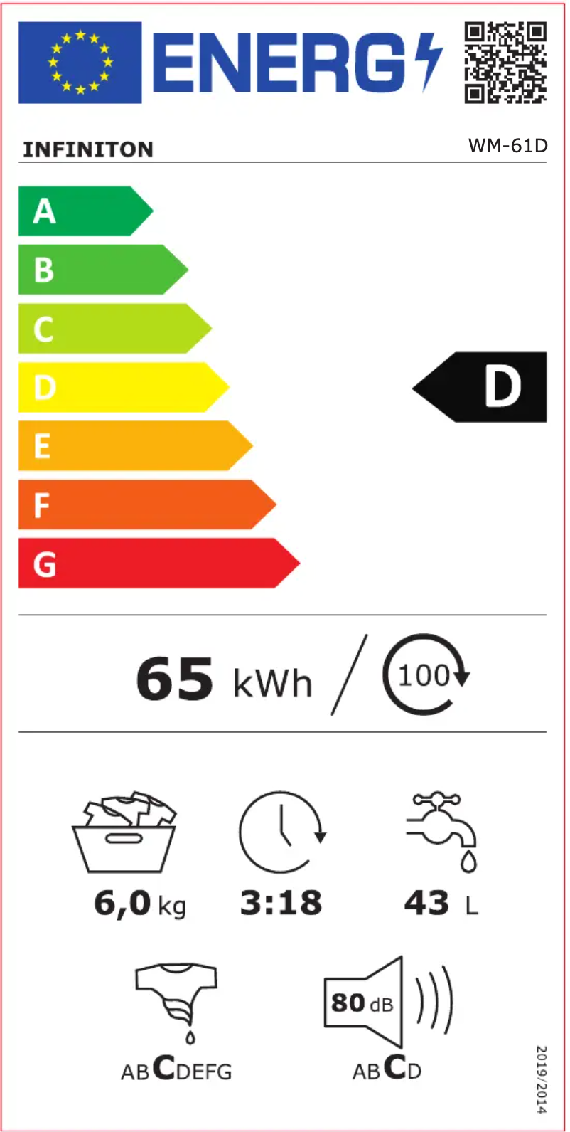 Page n°1 - Label énergétique Infiniton WM-61D