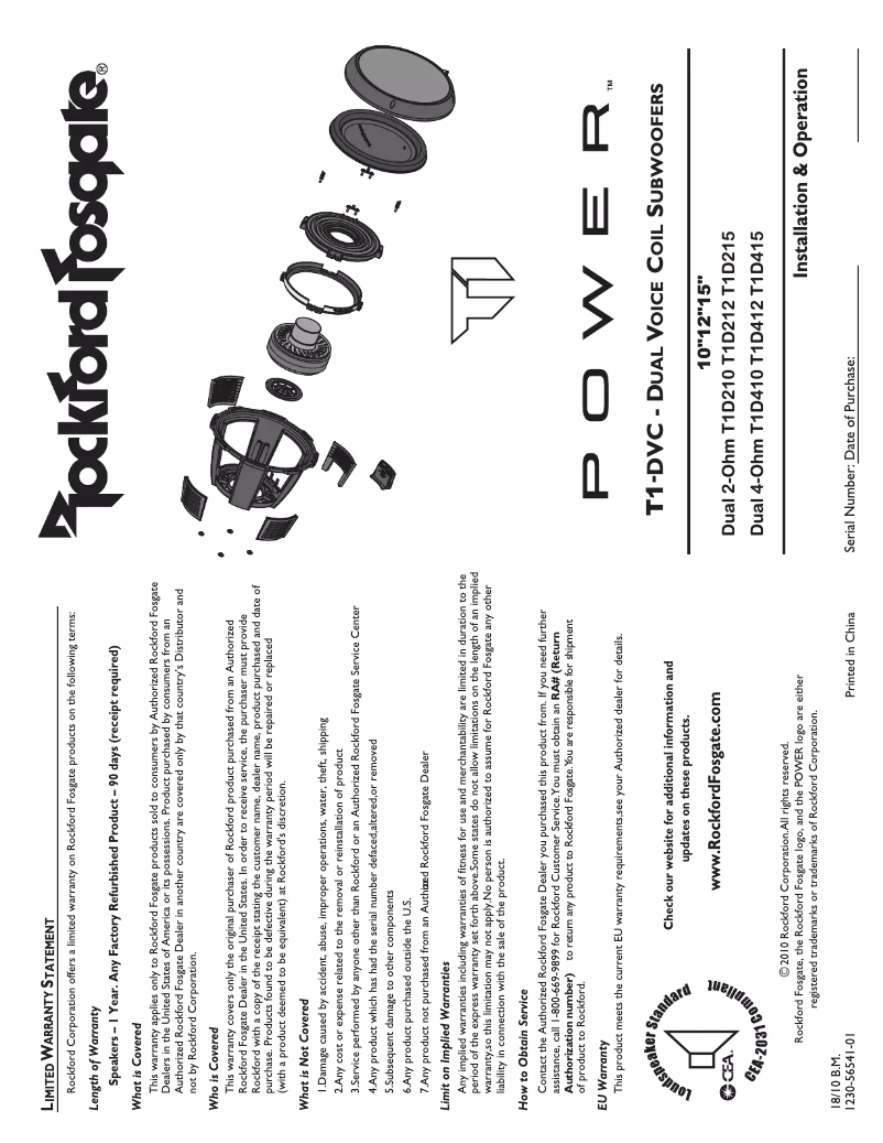 Imagen de la primera página del manual del dispositivo Power T1D415