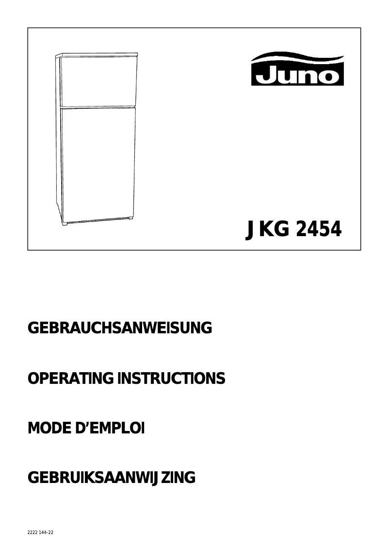 Page 1 de la notice Manuel utilisateur Juno JKG2454