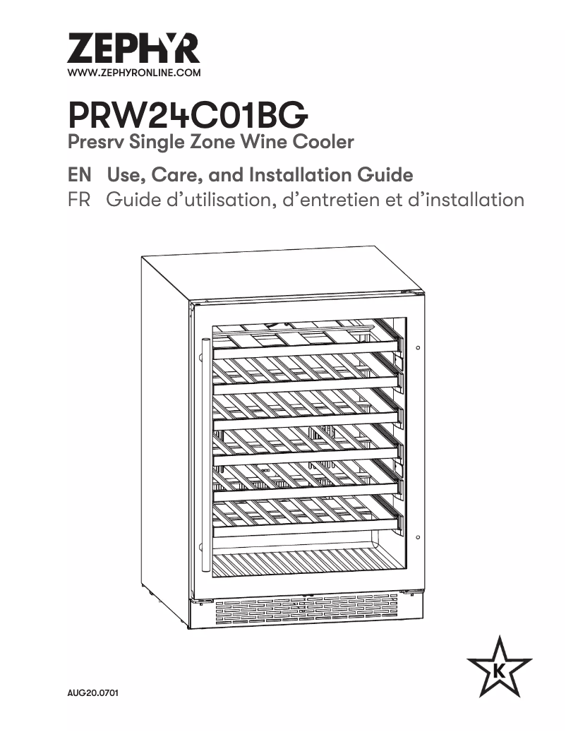 Página 1 del manual Guía de instalación Zephyr PRW24C01BG