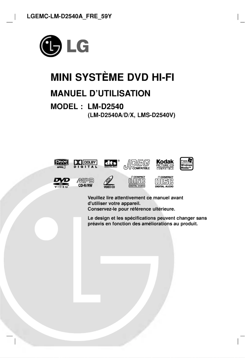 Image de la première page du manuel de l'appareil LM-D2540