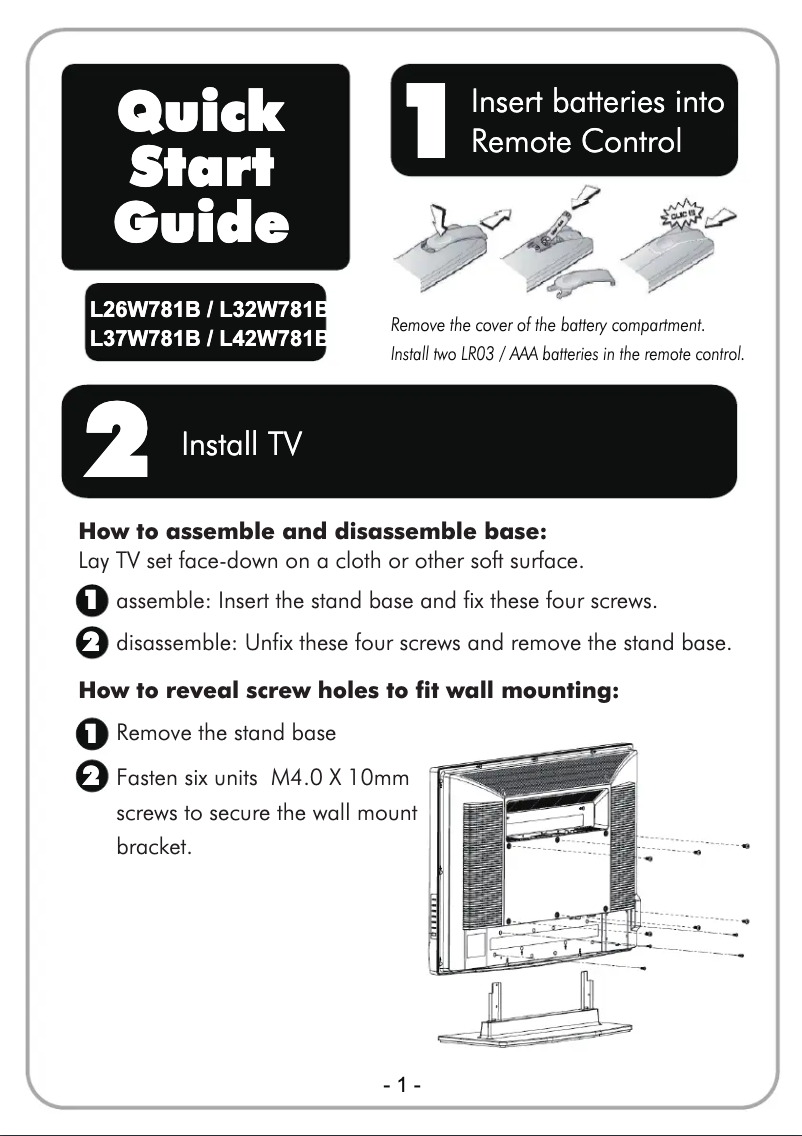 Page n°1 - Manuel utilisateur AOC L32W781A