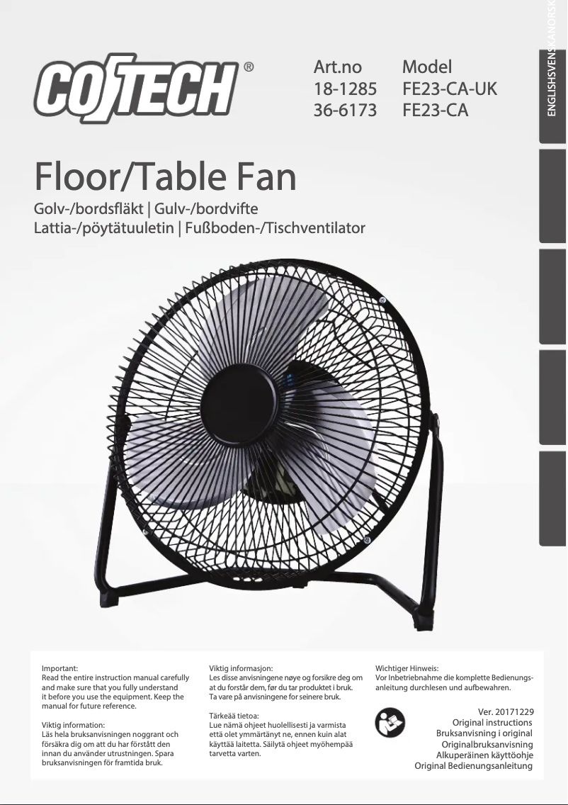 Page 1 de la notice Manuel utilisateur Cotech FE23-CA