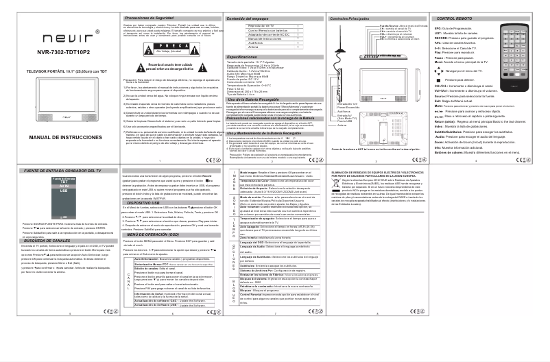 Page 1 de la notice Manuel utilisateur Nevir NVR-7302-TDT10P2