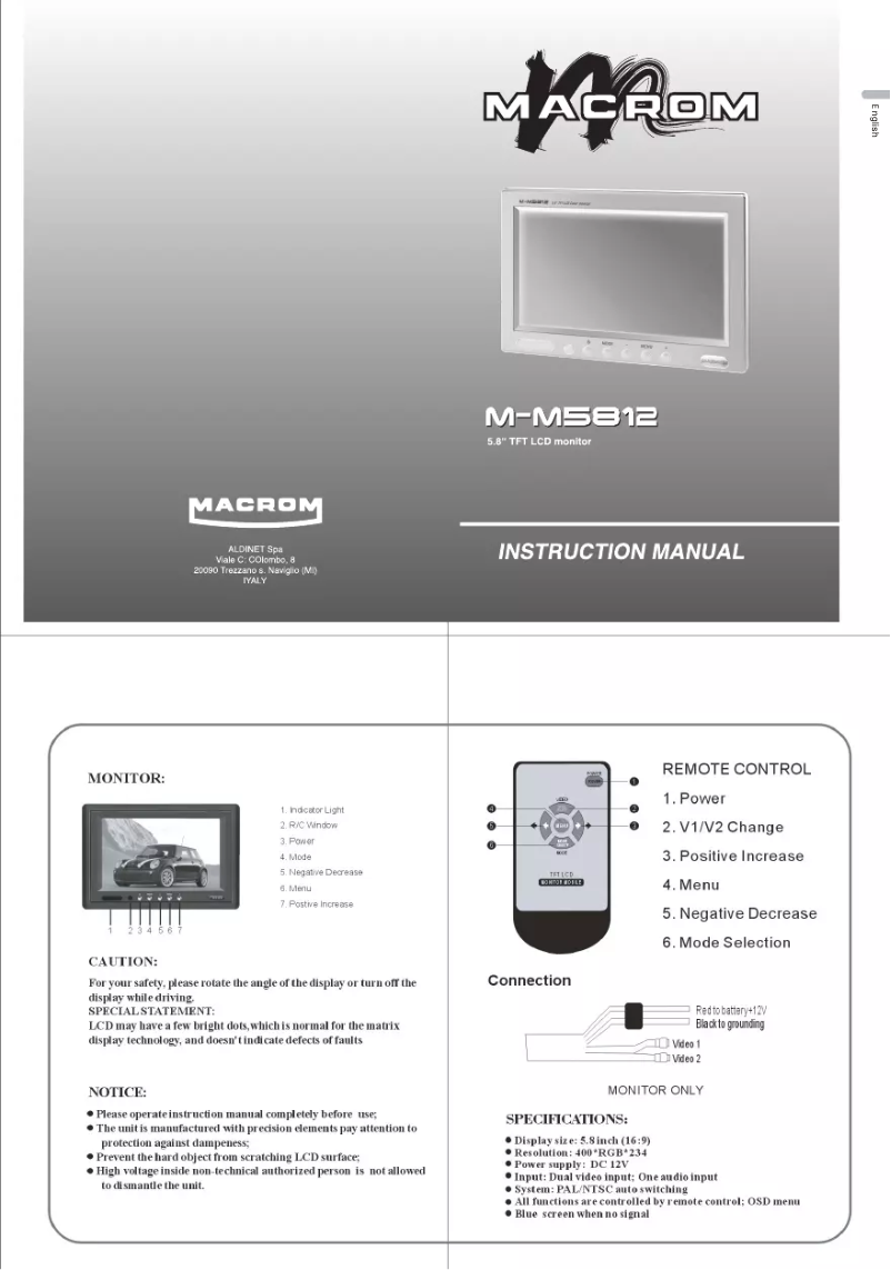 Image de la première page du manuel de l'appareil M-M5812