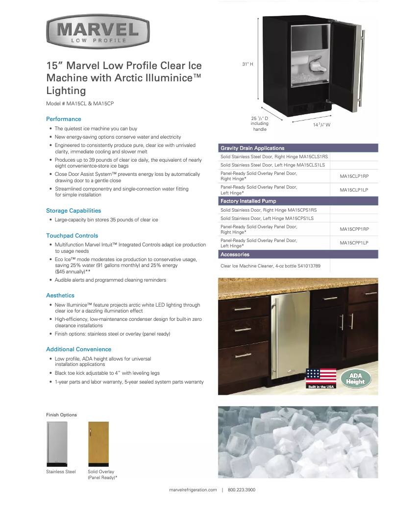 Page 1 de la notice Manuel utilisateur Marvel MA15CL1L