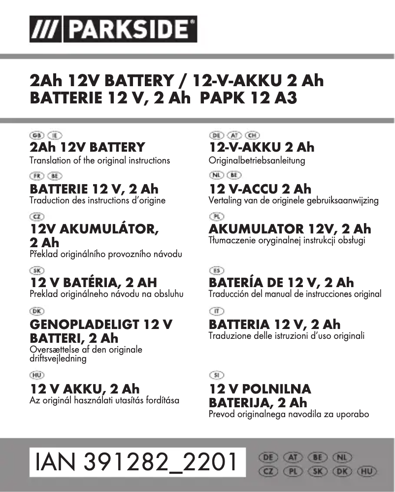 Page 1 de la notice Manuel utilisateur Parkside PAPK 12 A3