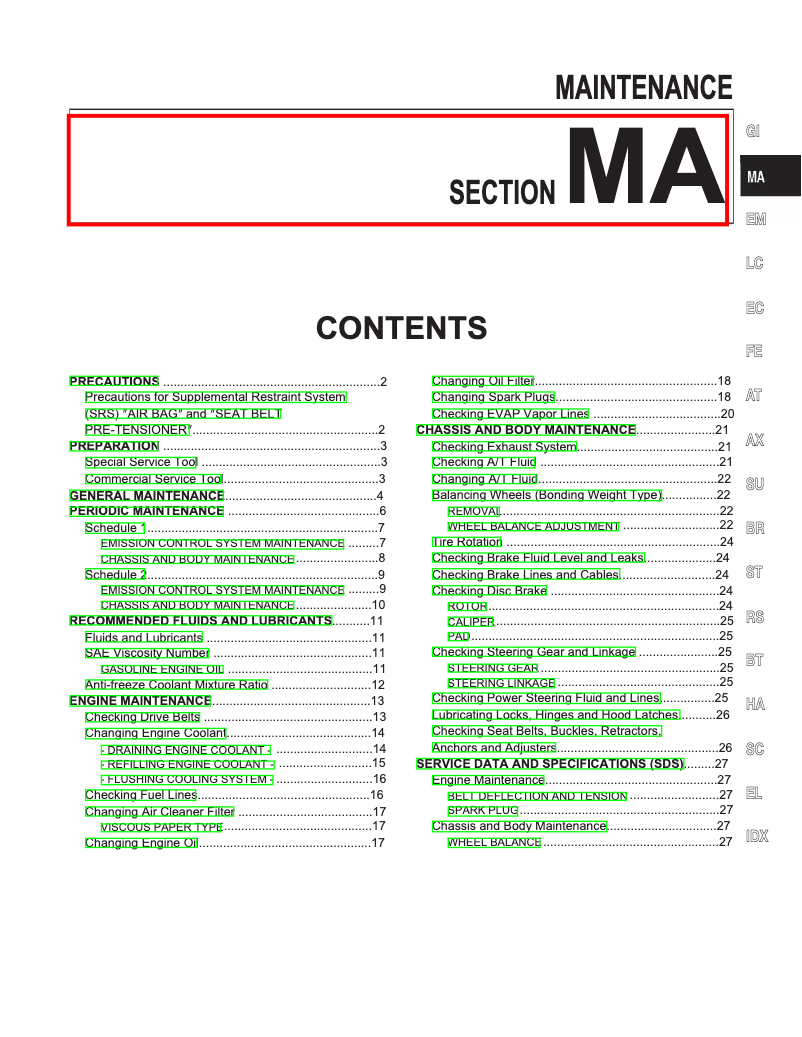 Image de la première page du manuel de l'appareil I30 (2001)