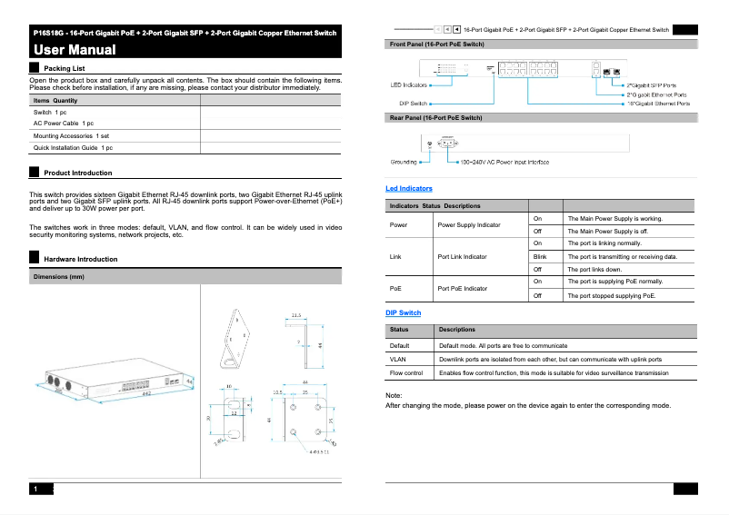 Page 1 de la notice Manuel utilisateur Speco Technologies P16S18G