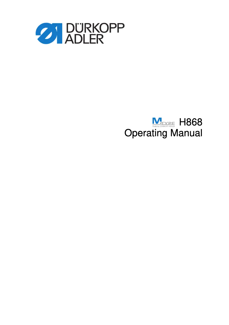 Page n°1 - Manuel utilisateur Dürkopp Adler H868