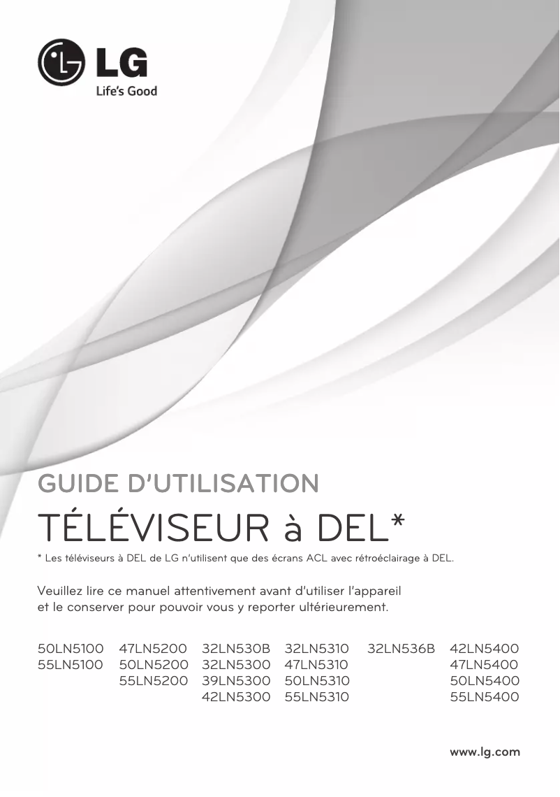 Page 1 de la notice Manuel utilisateur LG 50LN5310