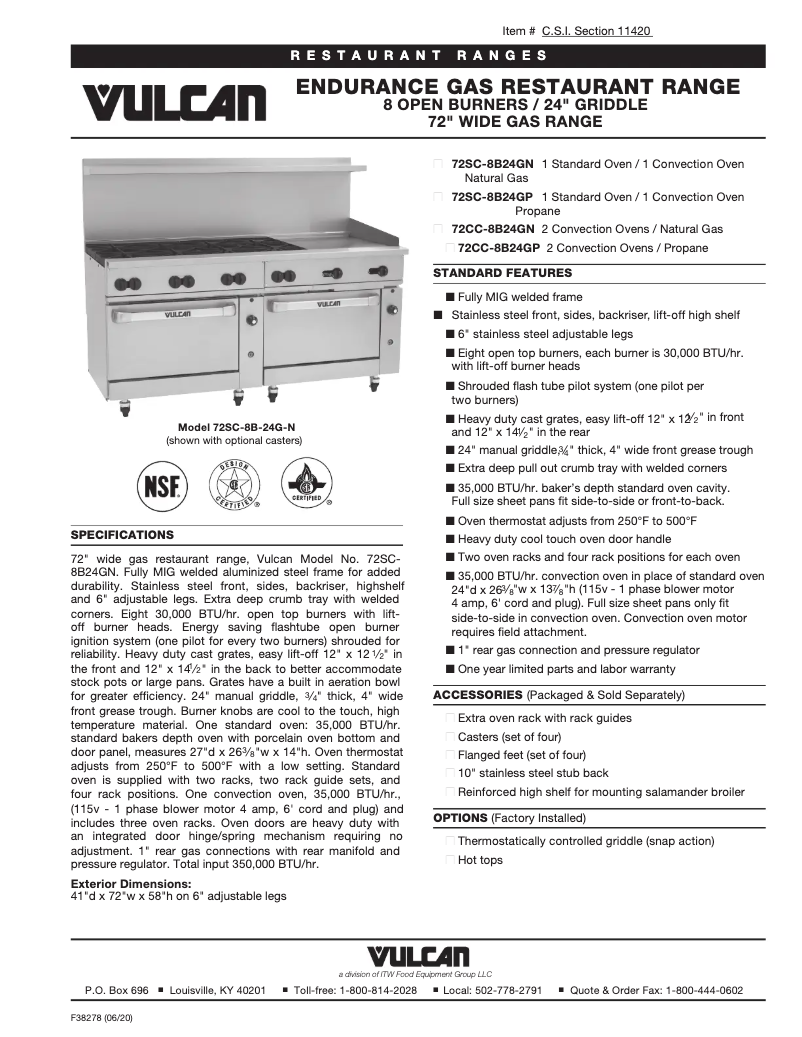 Page n°1 - Fiche technique Vulcan 72SC-8B24GT