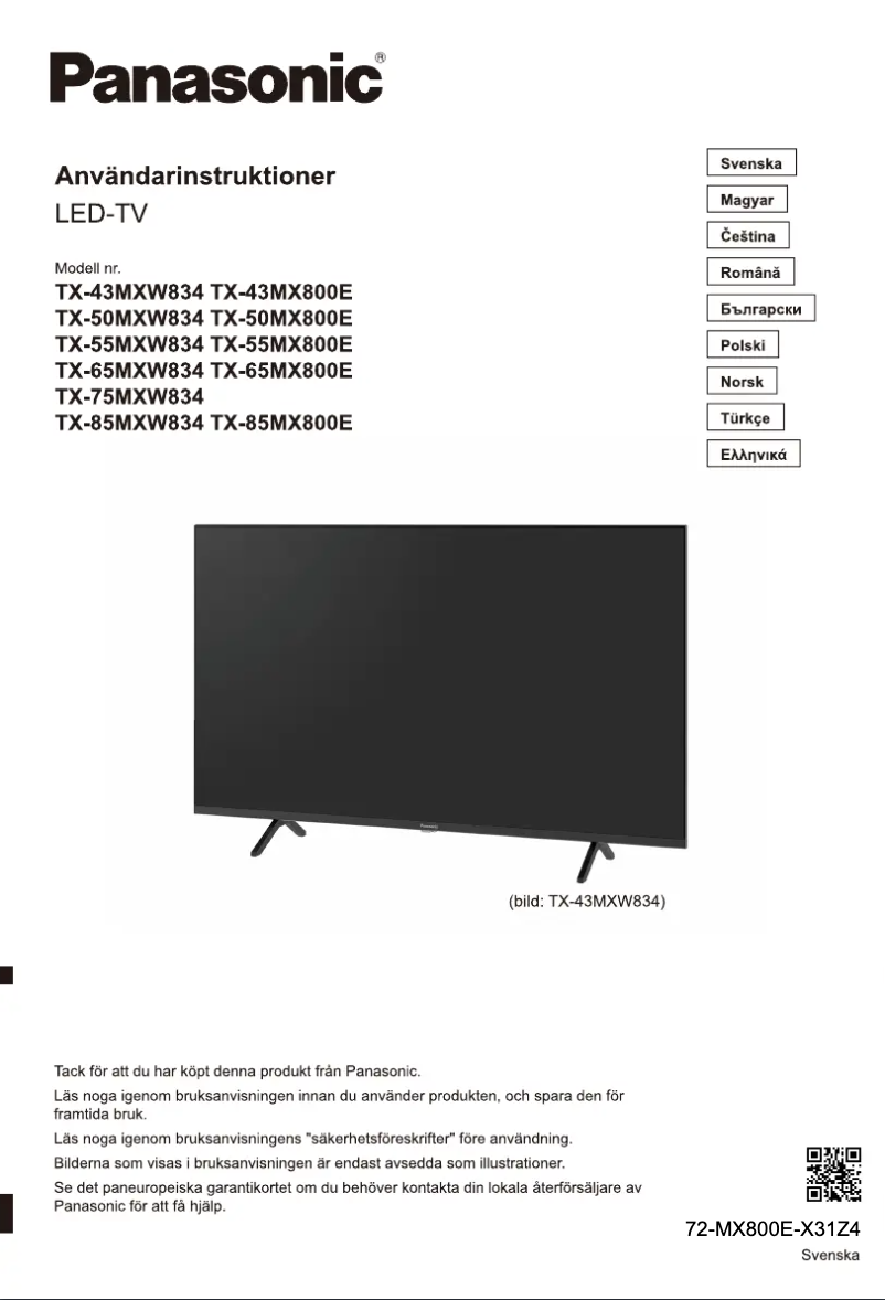 Page n°1 - Manuel utilisateur Panasonic TX-85MX800E