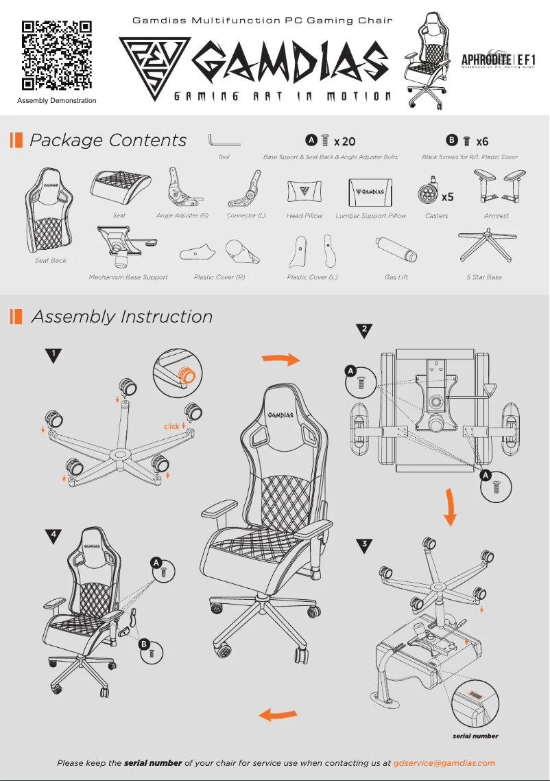 Page 1 de la notice Manuel utilisateur Gamdias Aphrodite EF1