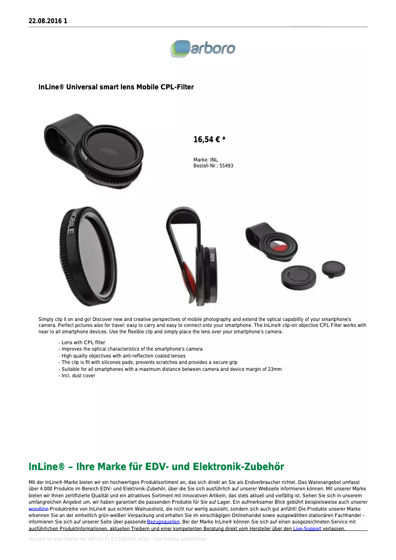 Page 1 de la notice Manuel utilisateur InLine 55493