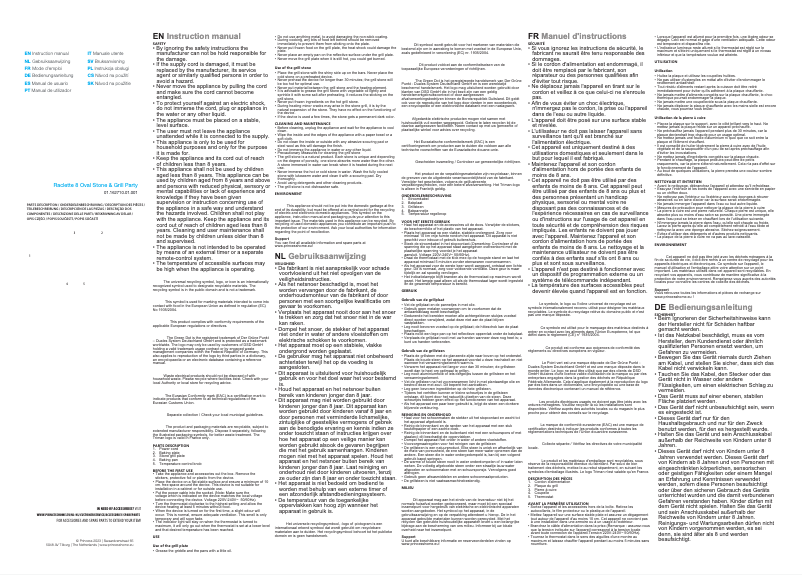 Page 1 de la notice Manuel utilisateur Princess 8 Oval Stone & Grill Party 162710