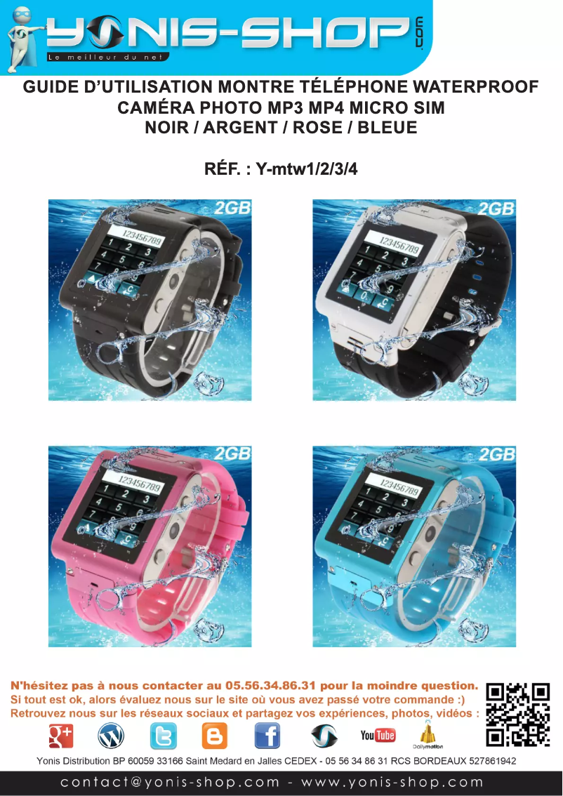 Page 1 de la notice Manuel utilisateur Yonis Y-MTW1