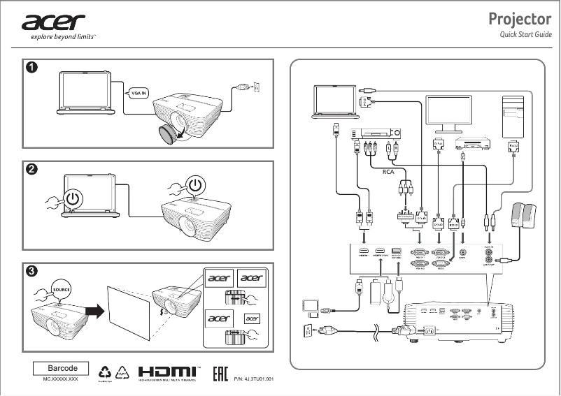 Page 1 de la notice Manuel utilisateur Acer P1650