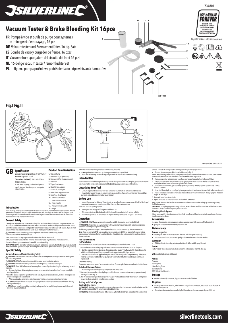 First page image of the manual for 734801