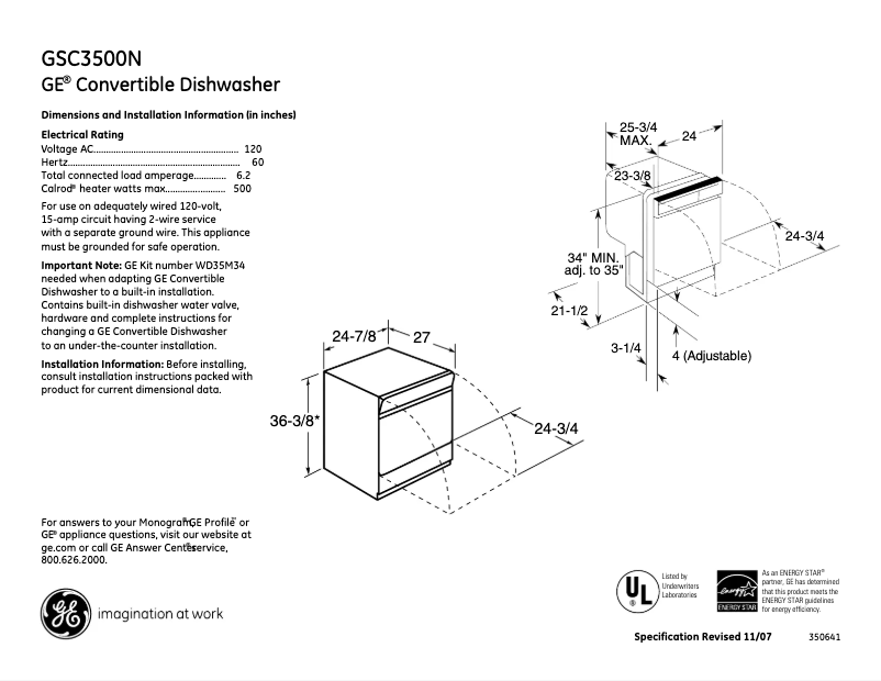 Imagen de la primera página del manual del dispositivo GSC3500NBB