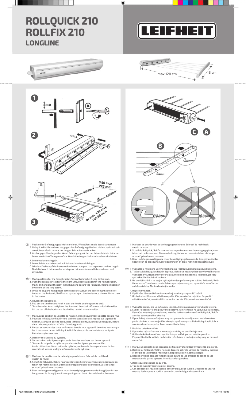 Page 1 de la notice Manuel utilisateur Leifheit Rollfix 210 Longline