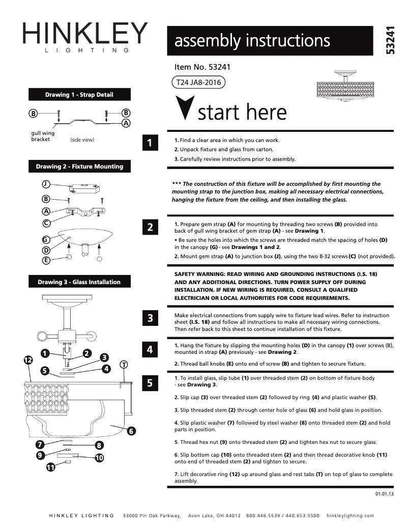 Page n°1 - Manuel utilisateur Hinkley Lighting Jules 53241BN