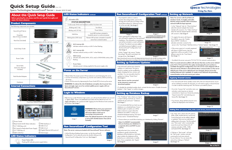 Page 1 de la notice Guide de démarrage rapide Speco Technologies SG519
