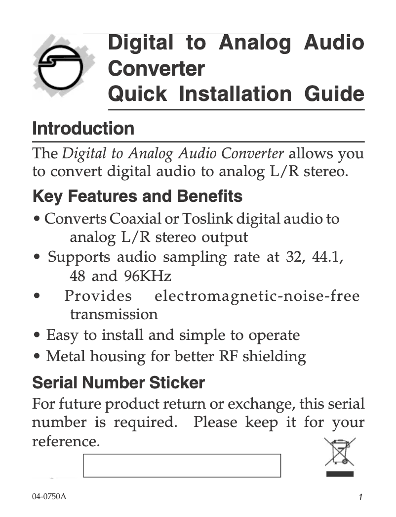 Page n°1 - Manuel utilisateur Siig CE-CV0011-S1