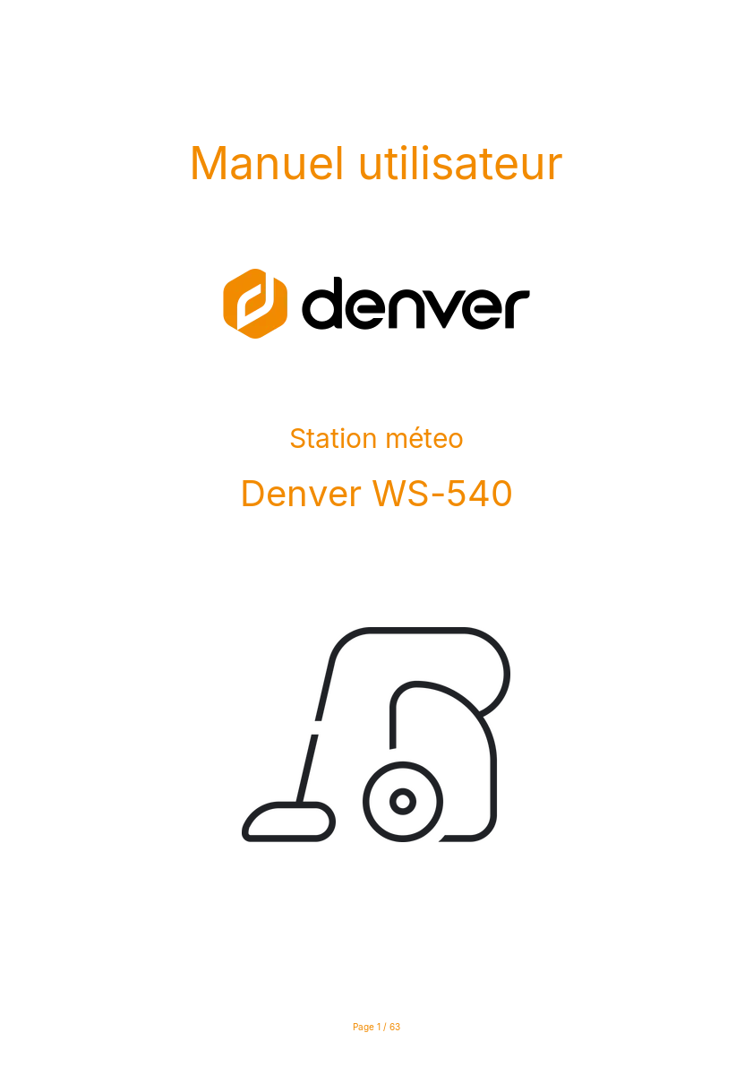 Page n°1 - Manuel utilisateur Denver WS-540