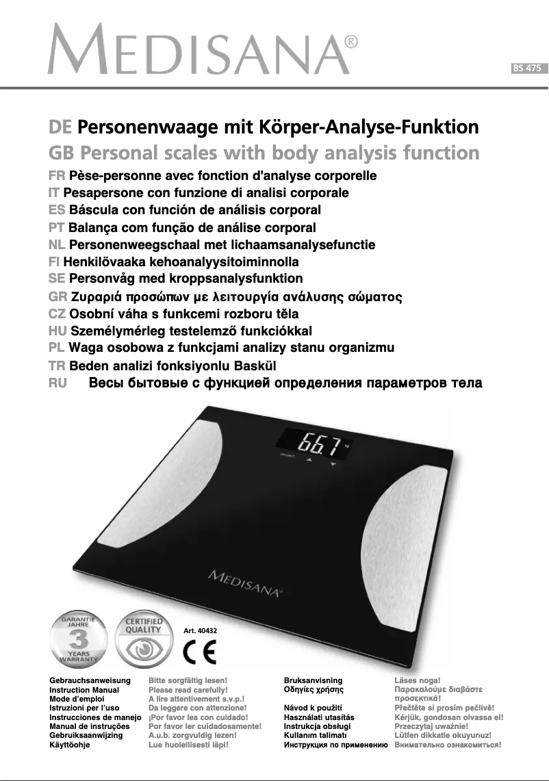 Page n°1 - Manuel utilisateur Medisana PS 438