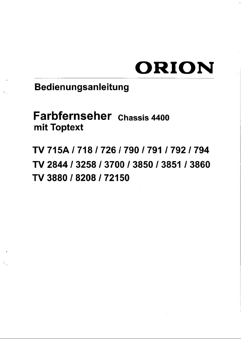 Page n°1 - Manuel utilisateur Orion 726