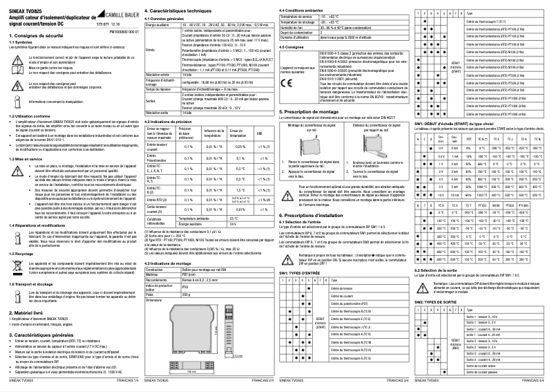 Image de la première page du manuel de l'appareil Sineax TVD825