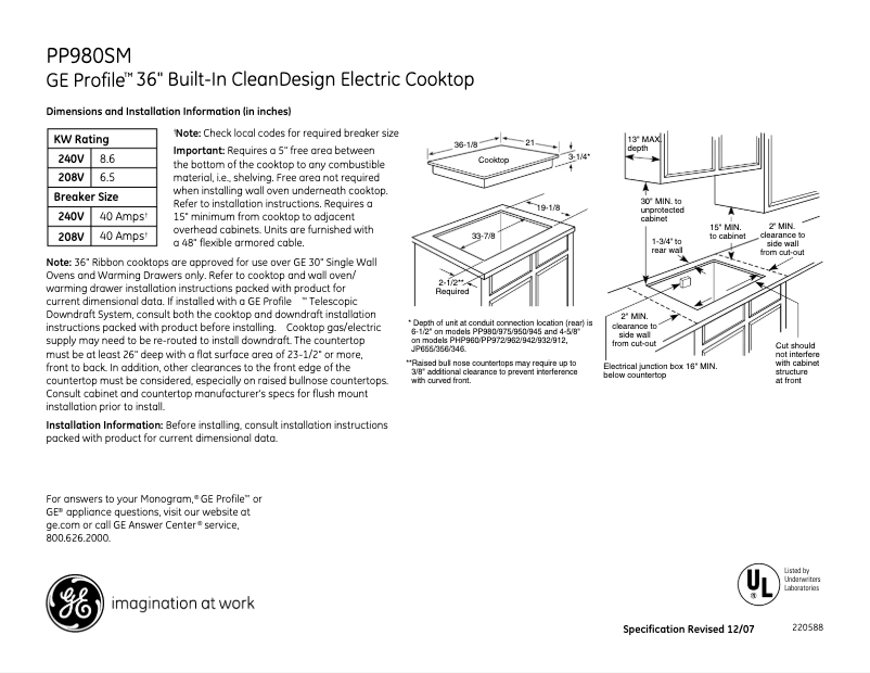 Image de la première page du manuel de l'appareil Profile PP980SMSS