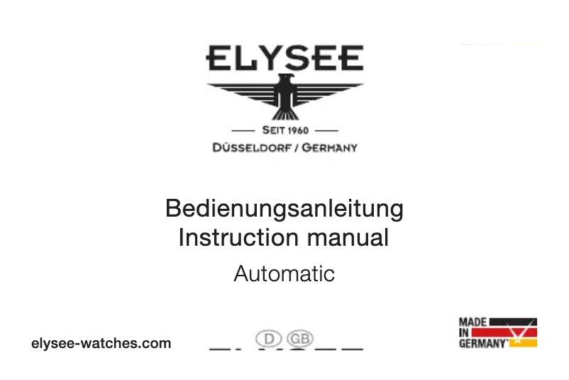 Page n°1 - Manuel utilisateur Elysee Bronze Automatic 98013